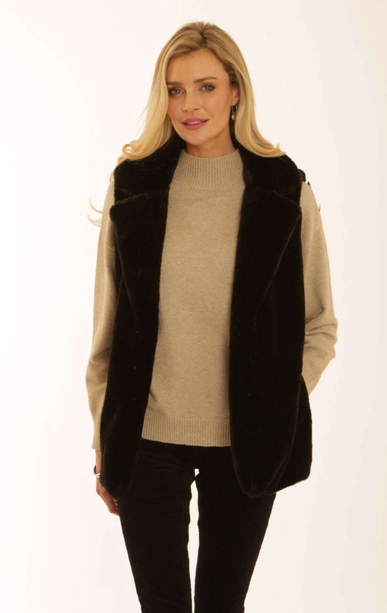 Pomodoro Women’s Fur Gilet | Black 32559