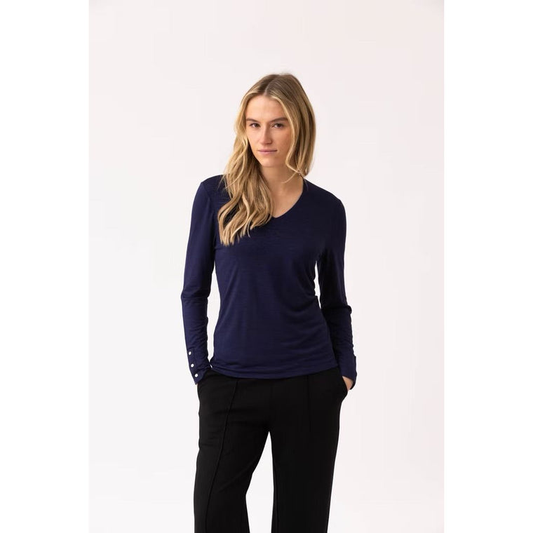 Marble Women’s V Neck Top Navy | 6402 103