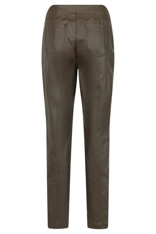 Robell Women’s Leather Look Trousers Dark Taupe| 51559 54344 88