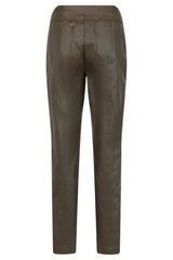 Robell Women’s Leather Look Trousers Dark Taupe| 51559 54344 88