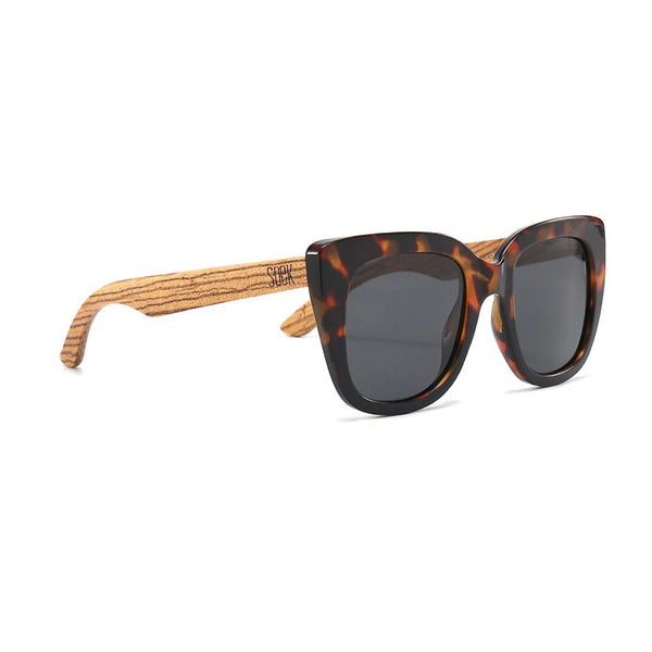 Soek Women’s Sunglasses Riviera Toffee - Tort/Black Frame Black Lens - Walnut Arms