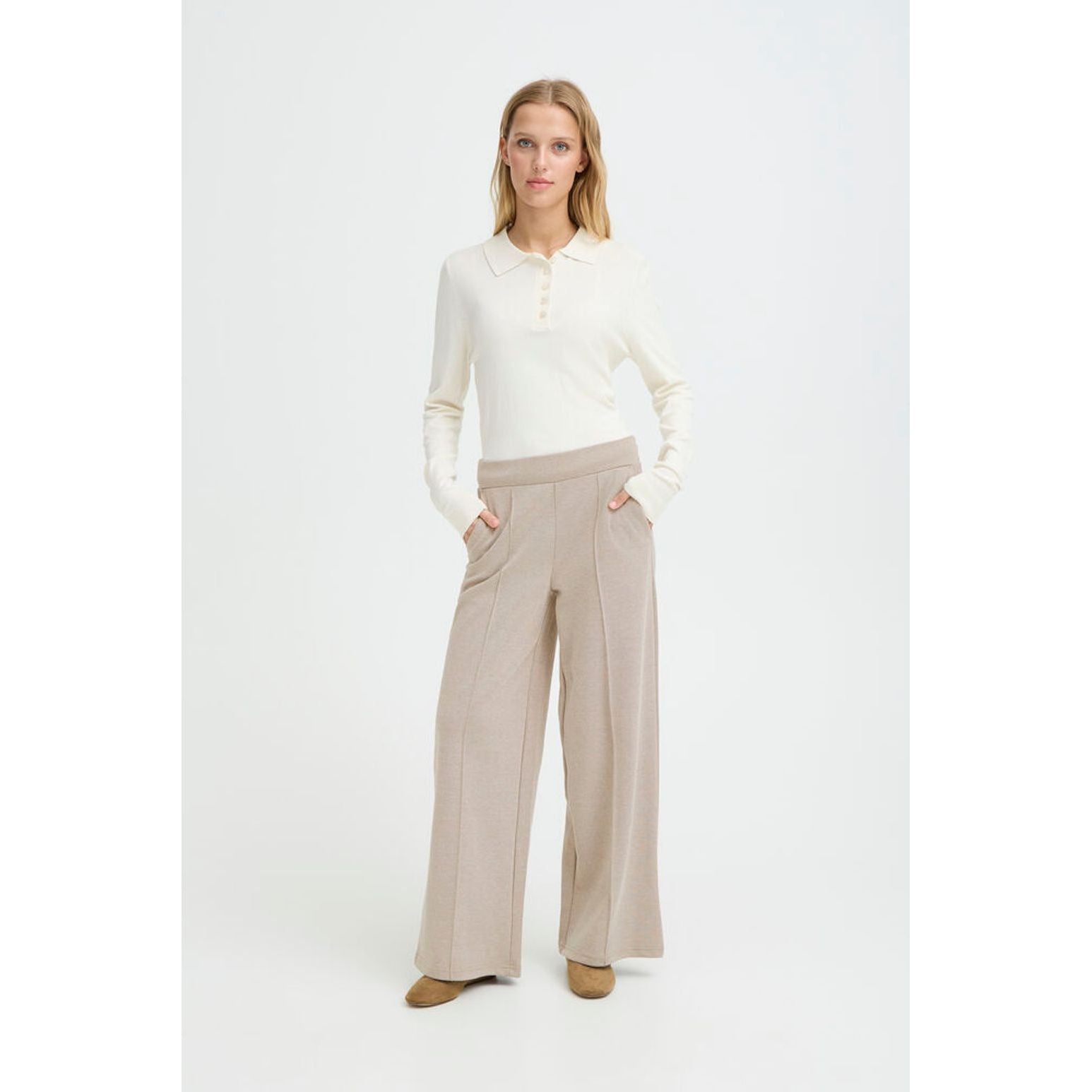 Ichi Women’s Trousers Long Sepia Tint - Ihkate Pique PA3