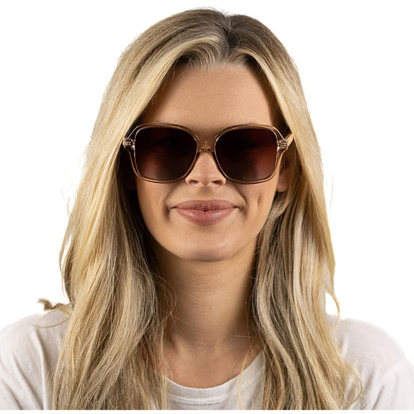 Soek Women’s Sunglasses Scarlett Champagne - Clear Pink Brown Graduated Lens - White Maple Arms