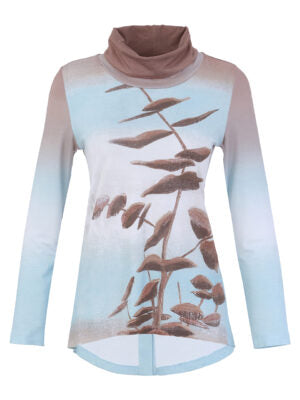 Dolcezza Women's Top in brown and blue print