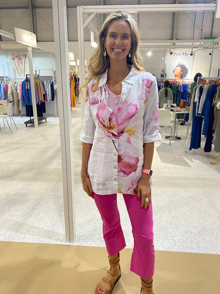 Dolcezza Women’s Floral Linen Blouse | 26682