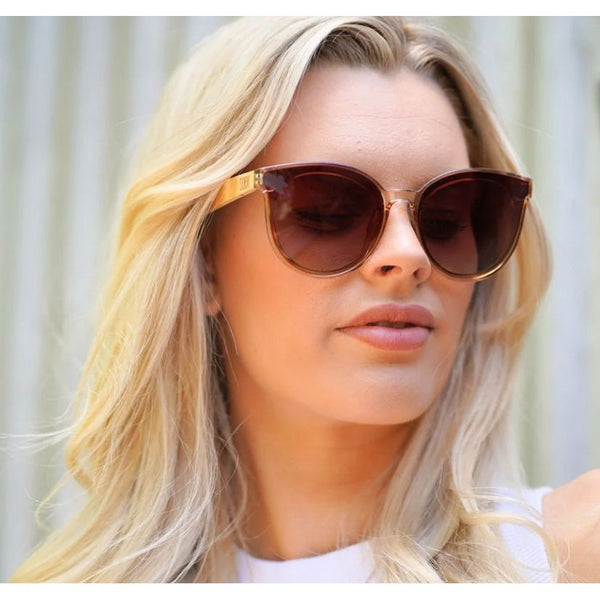 Soek Women’s Sunglasses Bella Champagne - Wooden Polarised Brown Graduated Lens - White Maple Arms