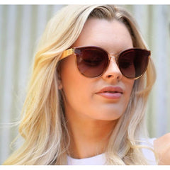 Soek Women’s Sunglasses Bella Champagne - Wooden Polarised Brown Graduated Lens - White Maple Arms