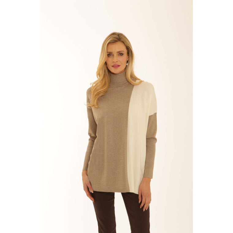 Pomodoro Women’s Two Tone Poncho | Mink 12563