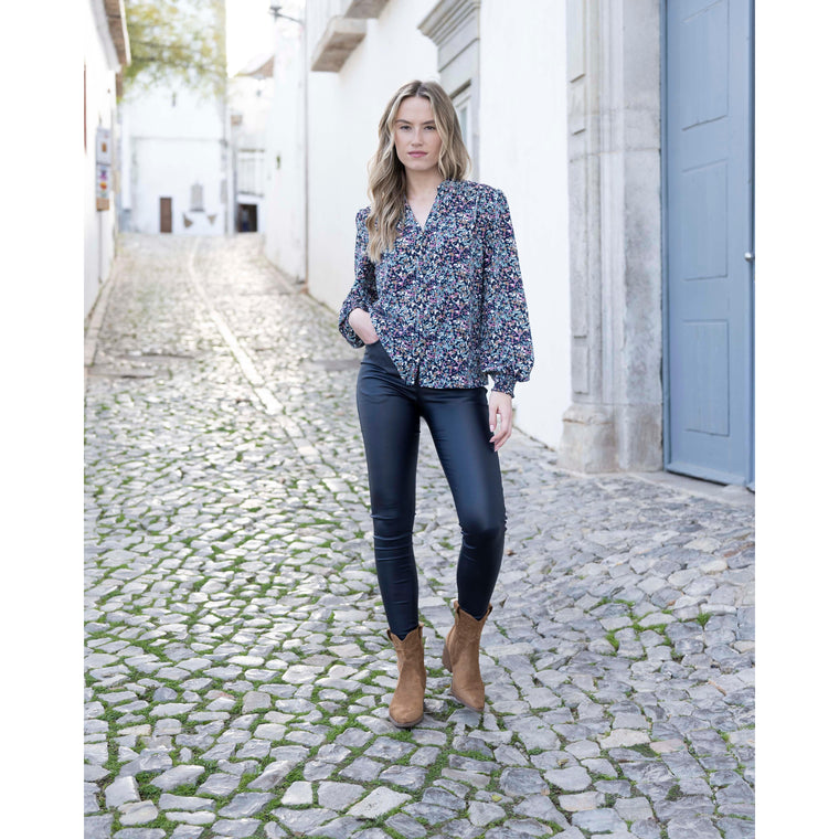 Marble Women's Blouse Multi Teal Print | 8155 223