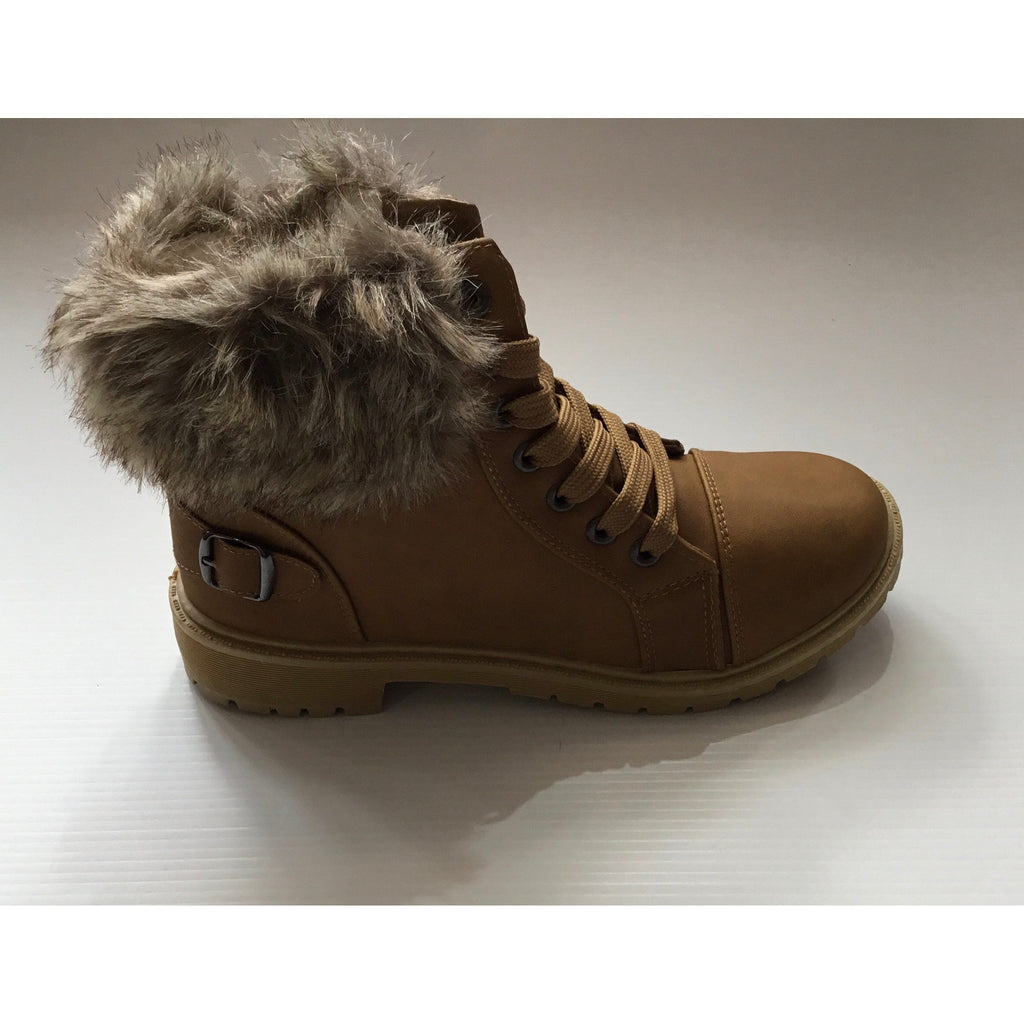 Boots Women's Faux Fur Ankle Boots Camel R29015-2 – The Boutique