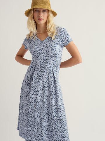 Seasalt Womens Pier View Dress |Bunched Cornflowers Dark Voyage