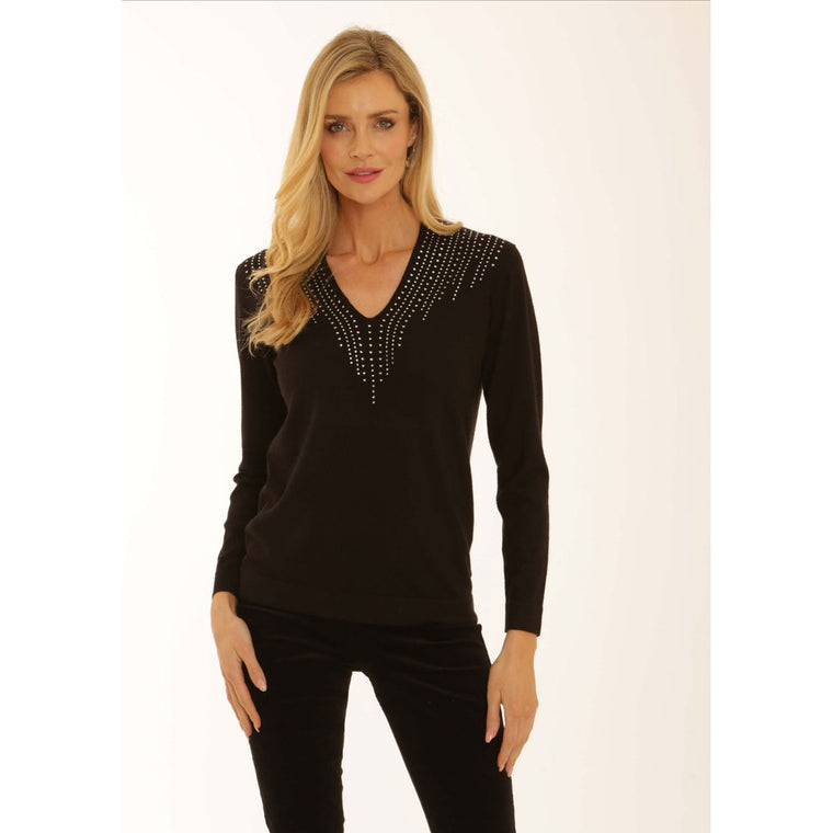 Pomodoro Women’s Diamanté Jumper | Black 22550