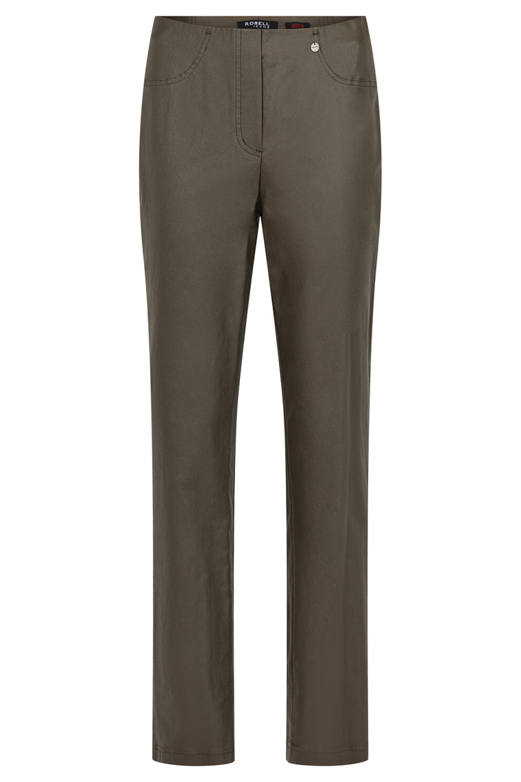 Robell Women’s Leather Look Trousers Dark Taupe| 51559 54344 88