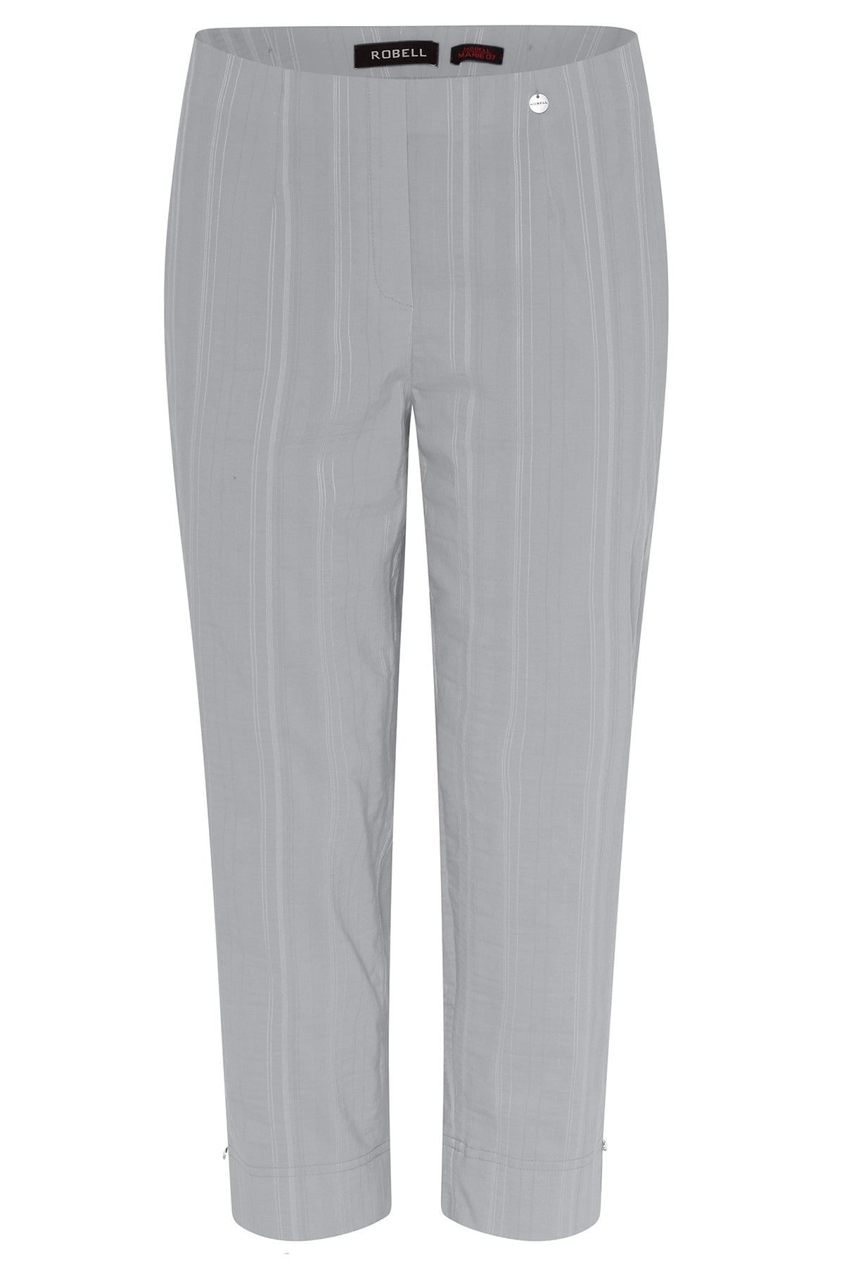Robell Women’s Rose 09 pale grey Trousers. Pull on elasticated waistband, ankle grazer length.