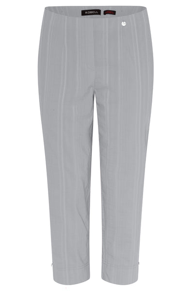 Robell Women’s Rose 09 pale grey Trousers. Pull on elasticated waistband, ankle grazer length.