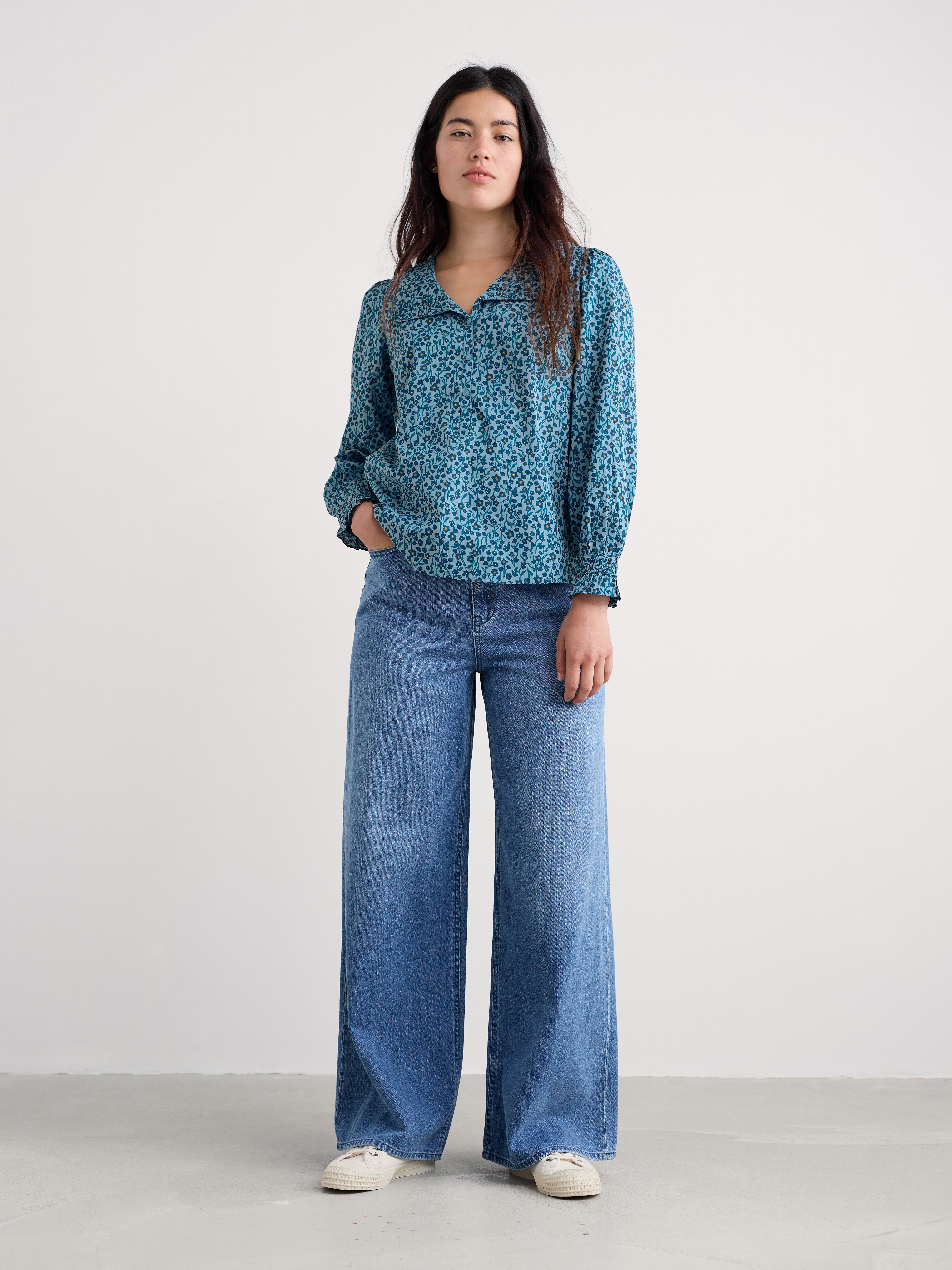 Seasalt Womens Ysella Top| Flax Flower Horizon