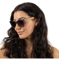 Soek Women’s Sunglasses Lila Grace Charcoal - Blue Frame Black Graduated Lens - Walnut Arms