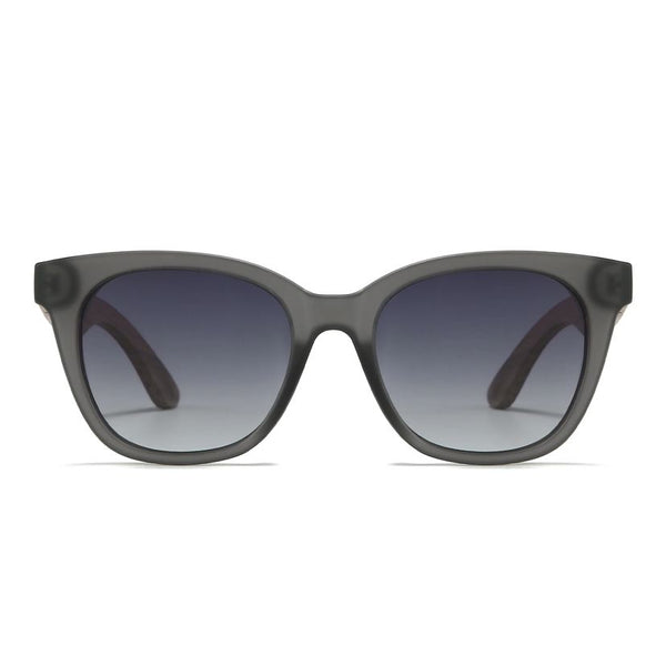 Soek Women’s Sunglasses Lila Grace Charcoal - Blue Frame Black Graduated Lens - Walnut Arms