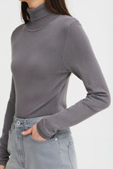Ichi Women's Ihmafa Roll Neck Jumper | Gray Pinstripe