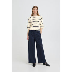 Ichi Women’s Ihboston MS Pullover - Navy stripe