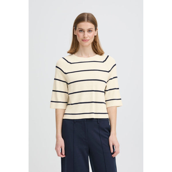 Ichi Women’s Ihboston MS Pullover - Navy stripe