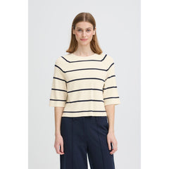Ichi Women’s Ihboston MS Pullover - Navy stripe