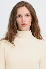 Ichi Women's Ihmafa Roll Neck Jumper | Almond Milk