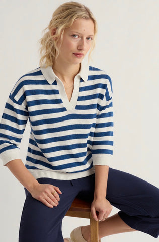 Women’s Seasalt Lincolnshire navy and white striped jumper.