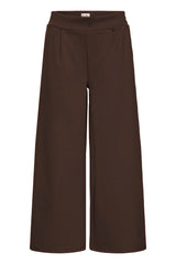 Ichi Dark brown wide-leg cropped pants with a high waistband, shown against a plain white background.