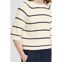 Ichi Women’s Ihboston MS Pullover - Navy stripe