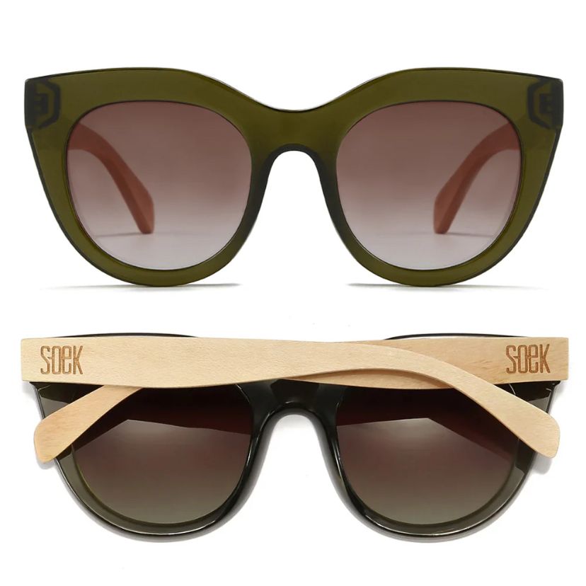 Soek Women's Lincolnshire Sunglasses Milla Khaki with brown lens