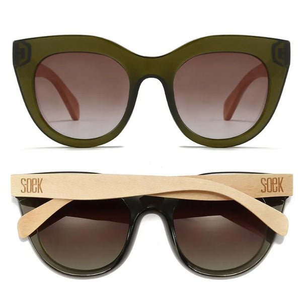 Soek Women's Lincolnshire Sunglasses Milla Khaki with brown lens