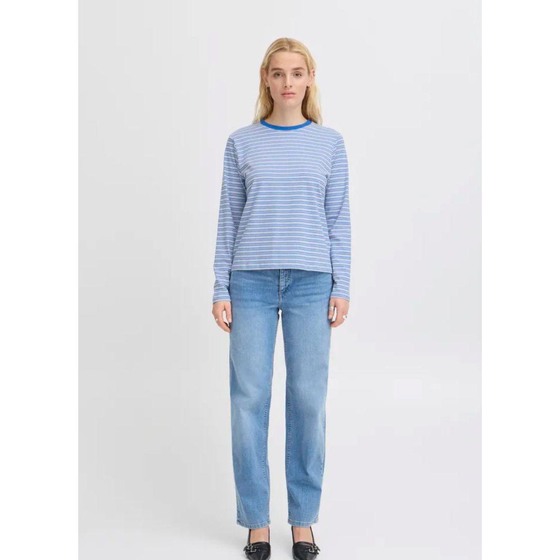 Ichi Women’s Ihmira Loose LS3 Top | 204201 Zen Blue Turklsh Sea