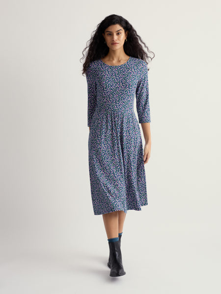 Seasalt Womens April Dress Regular | Flax Flower Bright Orchid