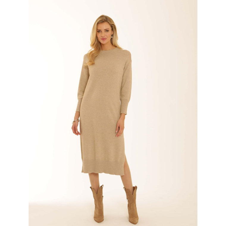 Pomodoro Women’s Midi Jumper Dress | Oatmeal Marl 32557