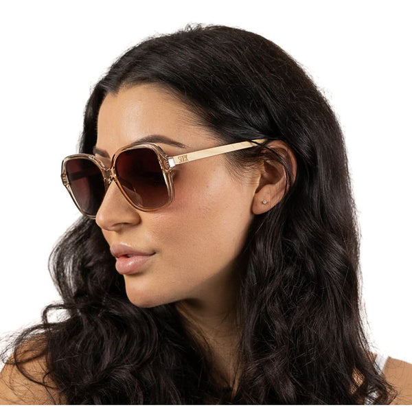 Soek Women’s Sunglasses Scarlett Champagne - Clear Pink Brown Graduated Lens - White Maple Arms