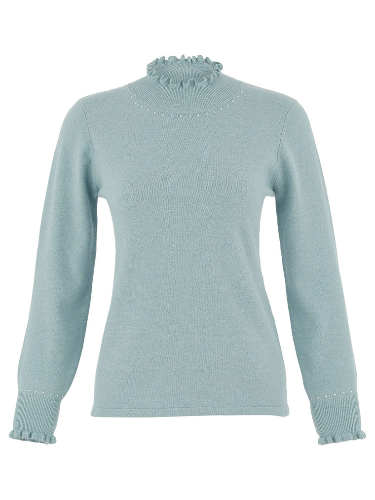 Dolcezza Women’s Sea Foam Turtleneck Jumper | 75309