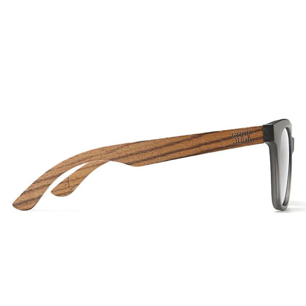Soek Women’s Sunglasses Lila Grace Charcoal - Blue Frame Black Graduated Lens - Walnut Arms