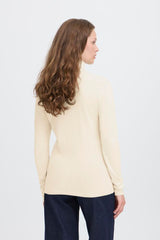 Ichi Women's Ihmafa Roll Neck Jumper | Almond Milk