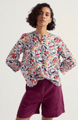 Seasalt Women's top in floral print with 3/4 sleeves.