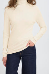 Ichi Women's Ihmafa Roll Neck Jumper | Almond Milk