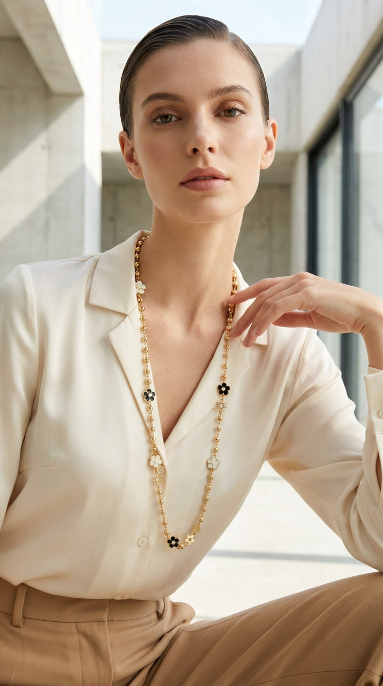 Envy jewellery Women’s Lincolnshire long floral design necklace.