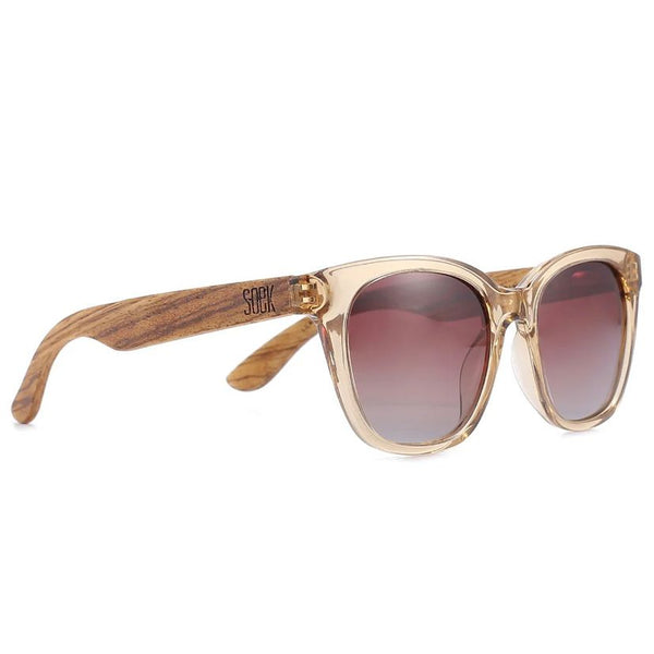 Soek Women’s Sunglasses Lila Grace Champagne - Polarised Lens - Walnut Lens
