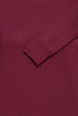 Close up of Ichi burgundy knit jumper with sleeve.