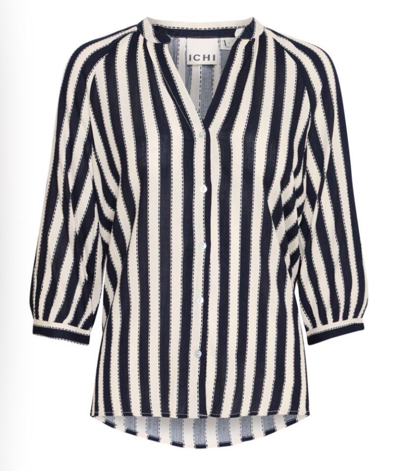 Ichi Women’s  top in total eclipse striped. 