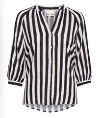 Ichi Womenswear Navy and white striped shirt 