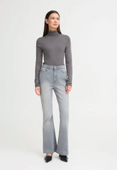 Ichi Women's Ihmafa Roll Neck Jumper | Gray Pinstripe