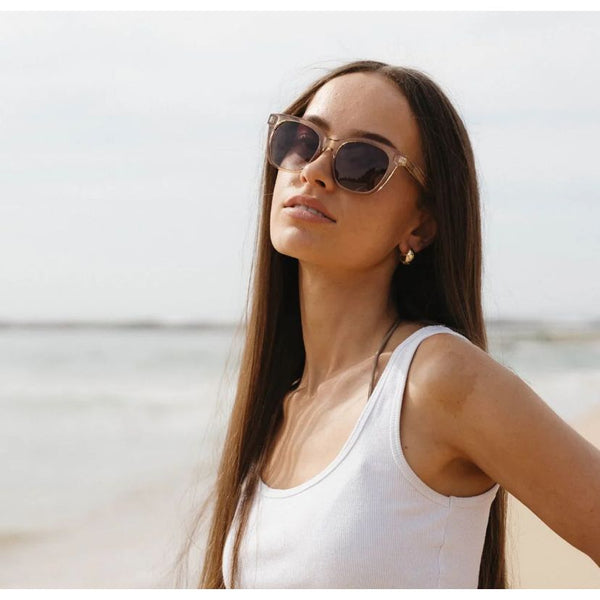 Soek Women’s Sunglasses Lila Grace Champagne - Polarised Lens - Walnut Lens