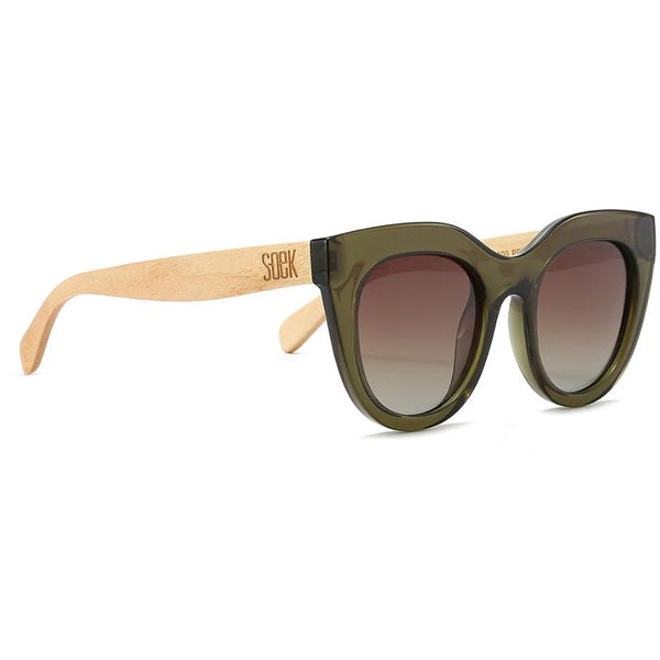 Soek Women’s Sunglasses Milla Khaki - Khaki Frame Brown Graduated Lens - White Maple Arms