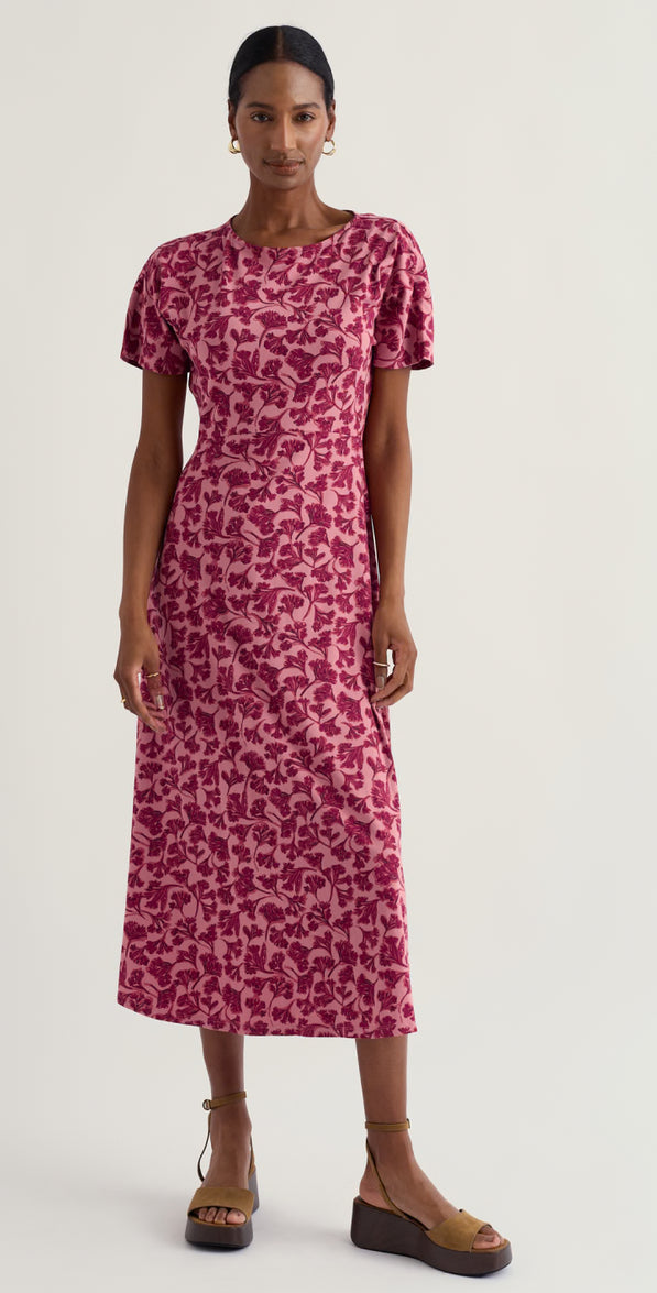 Women’s Seasalt Dress in Rose with Leaf design empire style at our Lincolnshire Women's Boutique.